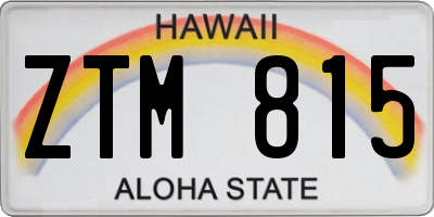 HI license plate ZTM815