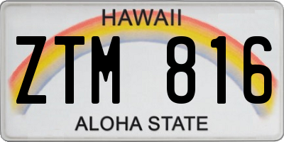 HI license plate ZTM816