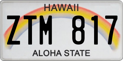 HI license plate ZTM817