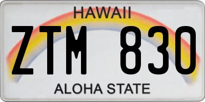 HI license plate ZTM830