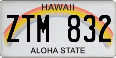 HI license plate ZTM832