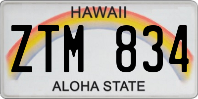HI license plate ZTM834