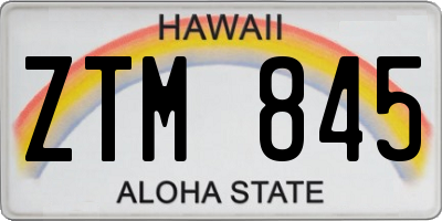 HI license plate ZTM845