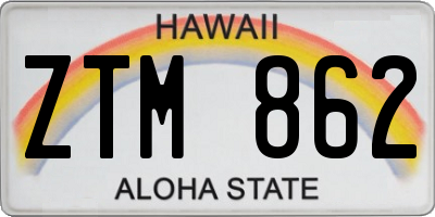 HI license plate ZTM862