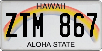 HI license plate ZTM867