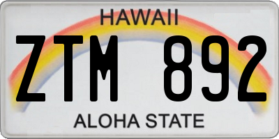 HI license plate ZTM892