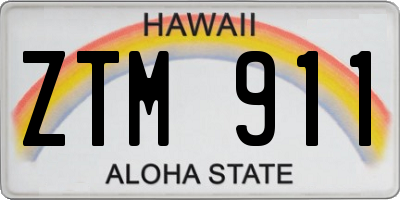 HI license plate ZTM911