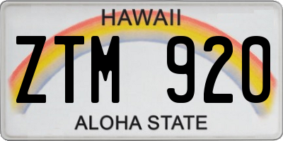 HI license plate ZTM920