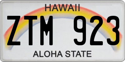 HI license plate ZTM923