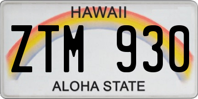 HI license plate ZTM930