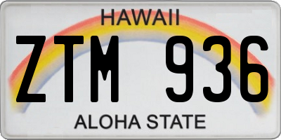 HI license plate ZTM936