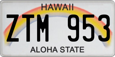 HI license plate ZTM953