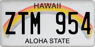 HI license plate ZTM954
