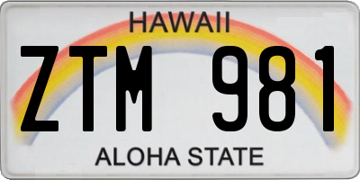 HI license plate ZTM981