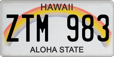 HI license plate ZTM983