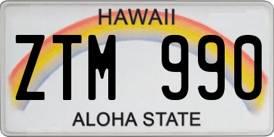 HI license plate ZTM990