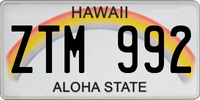 HI license plate ZTM992
