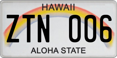 HI license plate ZTN006