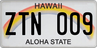 HI license plate ZTN009