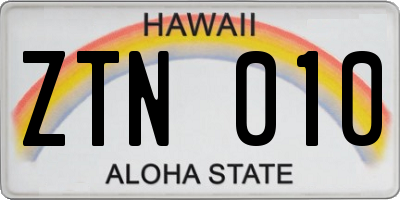 HI license plate ZTN010