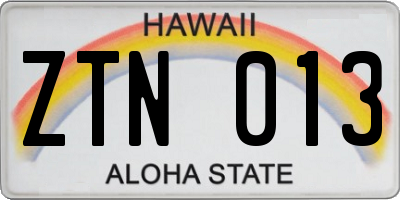 HI license plate ZTN013