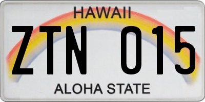 HI license plate ZTN015