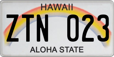 HI license plate ZTN023