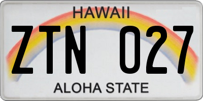 HI license plate ZTN027
