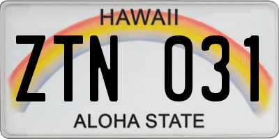HI license plate ZTN031