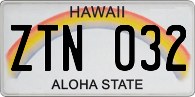 HI license plate ZTN032