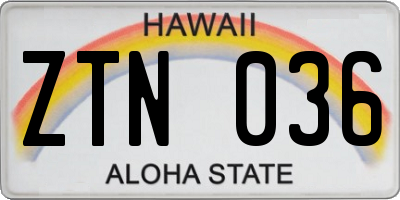 HI license plate ZTN036