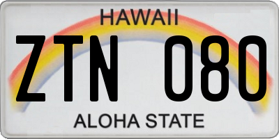 HI license plate ZTN080