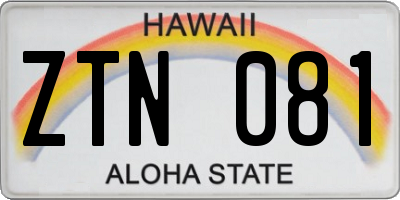 HI license plate ZTN081