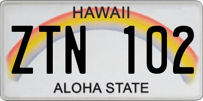 HI license plate ZTN102