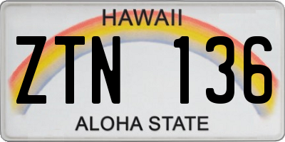 HI license plate ZTN136