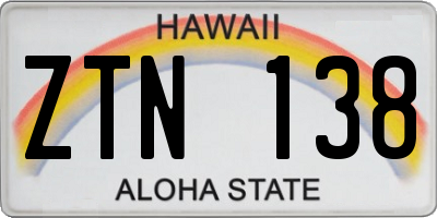 HI license plate ZTN138