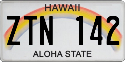 HI license plate ZTN142