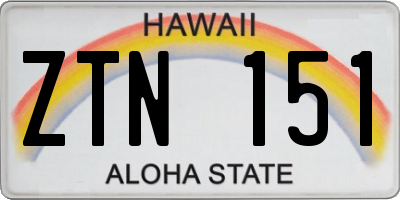 HI license plate ZTN151