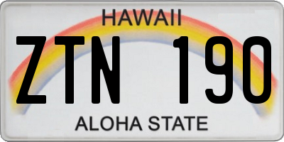 HI license plate ZTN190