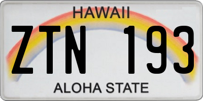 HI license plate ZTN193