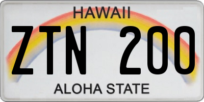 HI license plate ZTN200