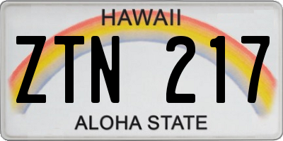 HI license plate ZTN217