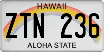 HI license plate ZTN236