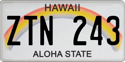 HI license plate ZTN243