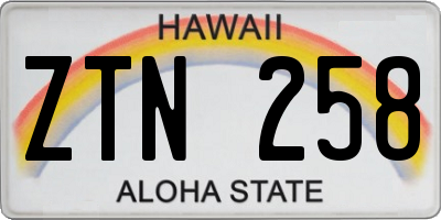 HI license plate ZTN258
