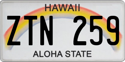 HI license plate ZTN259