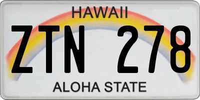 HI license plate ZTN278