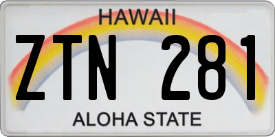 HI license plate ZTN281