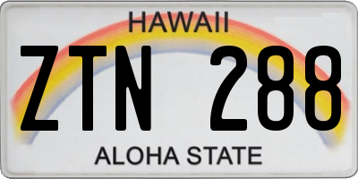 HI license plate ZTN288