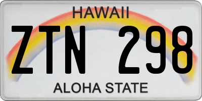 HI license plate ZTN298